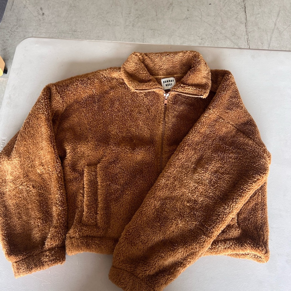 Aritzia Sunday Best Furry Zip Up Sweater/Jacket
